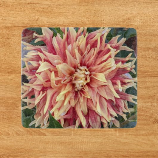 Rood en Geel Gevarieerde Dahlia Bloom Floral Snijplank