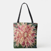 Rood en Geel Gevarieerde Dahlia Bloom Floral Tote Bag (Achterkant)