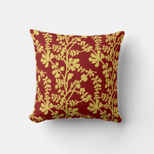 Rood en geel herstellend Plant patroon Kussen
