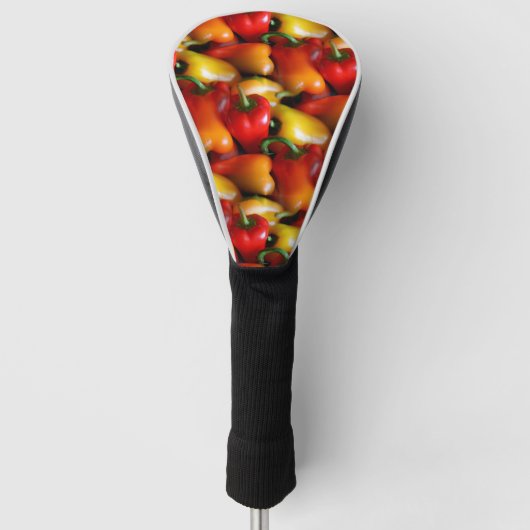 Rood en Geel Hoesje Golfkop Golfheadcover (Voorkant)