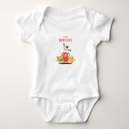 Rood en Geel Illustratief Leuke Monsters Romper (Voorkant)