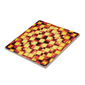 Rood en geel ingecheckt patroon tegeltje (Zijkant)