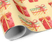 Rood en geel kerstcadeau Geel ompakken papier (Rol Hoek)