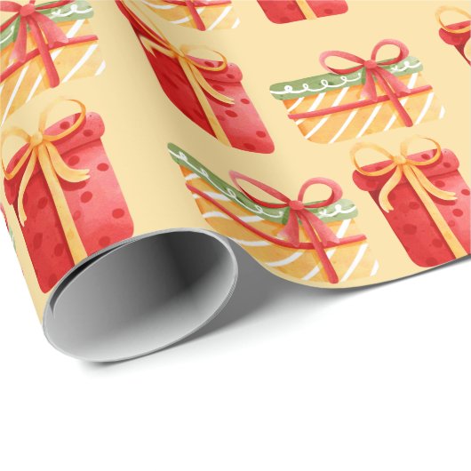 Rood en geel kerstcadeau Geel ompakken papier (Rol Hoek)