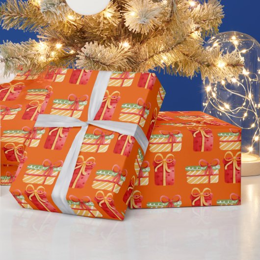 Rood- en Geel kerstcadeau voor Oranje omslagpapier Cadeaupapier (Feestdagen)