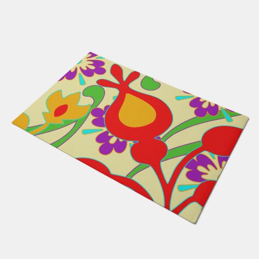 Rood en geel, kleurrijk, modern, Abstract klepdeks Deurmat (Schuin)