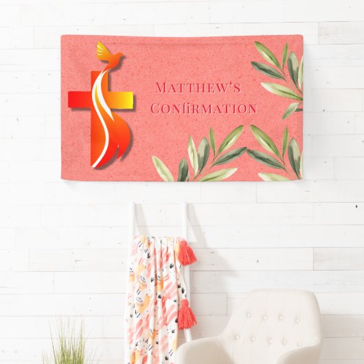 Rood en Geel Kruis en een Duivenbevestiging Spandoek (Insitu)