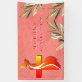 Rood en Geel Kruis en een Duivenbevestiging Spandoek (Verticaal)