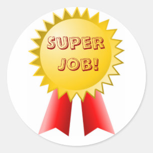 Rood en geel lint voor leraren ronde sticker