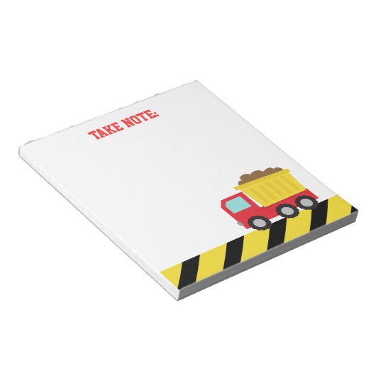 Rood en geel Notitieblok voor de bouw van vrachtwa (Schuin)