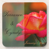 Rood en Geel Oranje Persoonlijk Weddenschap Drankjes Onderzetter (Voorkant)