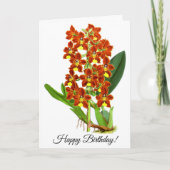  rood en geel orchidee bloem gepersonaliseerd kaart (Voorkant)