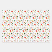 Rood en geel patroon van wilde bloemen inpakpapier vel (Voorkant 3)