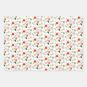 Rood en geel patroon van wilde bloemen inpakpapier vel (Voorkant)