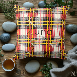 Rood en Geel Plaid | Aangepaste Vibrant Tartan Hom Kussen