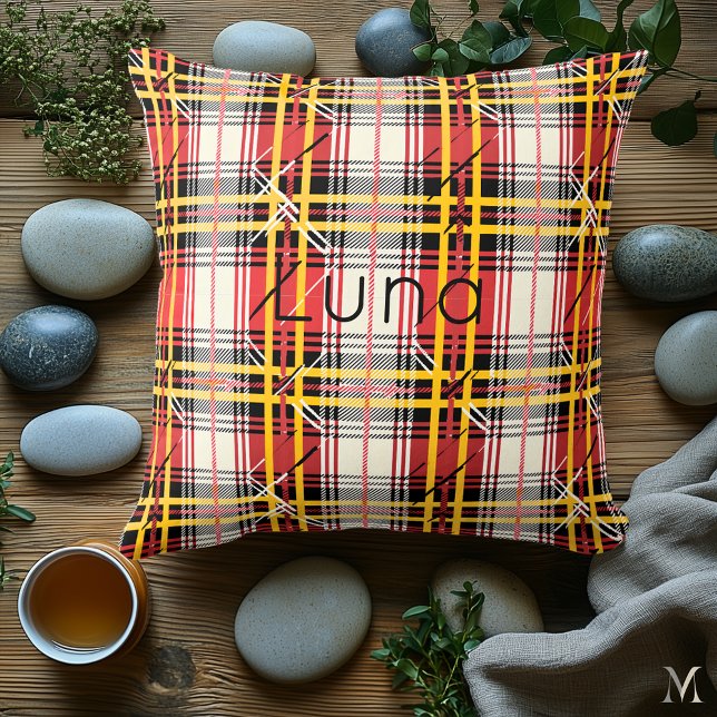 Rood en Geel Plaid | Aangepaste Vibrant Tartan Hom Kussen (Creator heeft geüpload)