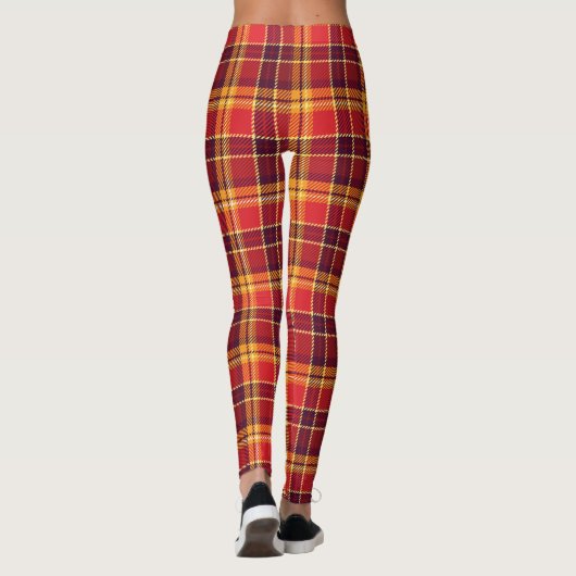 Rood en geel Plaid ontwerp Leggings (Achterkant)