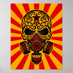 Rood en geel Postapocalyptische Suikerhuid Poster