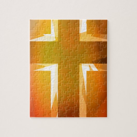 Rood en geel religieus kruis legpuzzel (Verticaal)