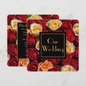 Rood en Geel Rose's bruiloft Kaart (Voorkant / Achterkant)