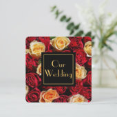 Rood en Geel Rose's bruiloft Kaart (Staand voorkant)