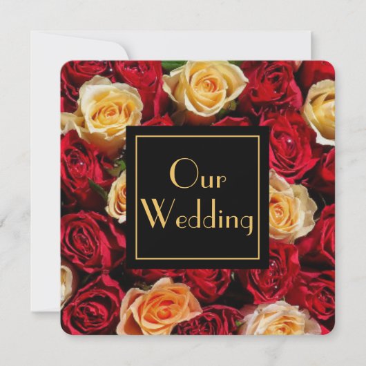 Rood en Geel Rose's bruiloft Kaart (Voorkant)