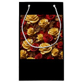 Rood en Geel Rozen Gift Bag - Klein, Glossy Klein Cadeauzakje (Achterkant)