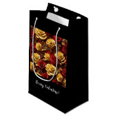 Rood en Geel Rozen Gift Bag - Klein, Glossy Klein Cadeauzakje (Voorkant Gekanteld)