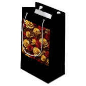 Rood en Geel Rozen Gift Bag - Klein, Glossy Klein Cadeauzakje (Achterkant Gekanteld)