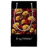 Rood en Geel Rozen Gift Bag - Klein, Glossy Klein Cadeauzakje (Voorkant)