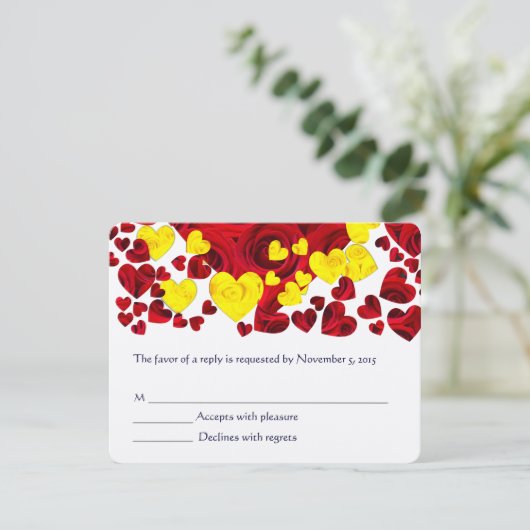 Rood en Geel Rozenharten RSVP (Staand voorkant)