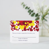 Rood en Geel Rozenharten RSVP Kaartje (Staand voorkant)