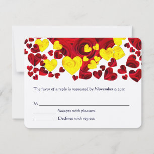Rood en Geel Rozenharten RSVP Kaartje