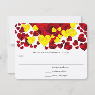 Rood en Geel Rozenharten RSVP Kaartje
