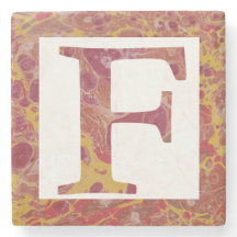 Rood en Geel Steen Gemarmerd Monogram F