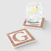 Rood en Geel Steen Gemarmerd Monogram G Stenen Onderzetter (Zijkant)