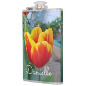 Rood en geel Tulp floral Garden Foto Heupfles (Links)