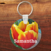 Rood en geel Tulp floral Garden Foto Sleutelhanger (Voorkant)
