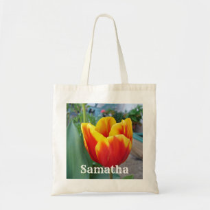 Rood en geel Tulp florale tuin Foto Canvas tas