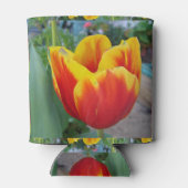 Rood en geel Tulp florale Tuin Foto kan koelen Blikjeskoeler (Achterkant)
