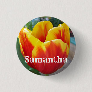 Rood en geel Tulp florale Tuin Foto Key Ring Ronde Button 3,2 Cm
