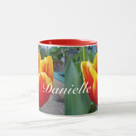 Rood en geel Tulp florale Tuin Womans Naam Mok (Midden)