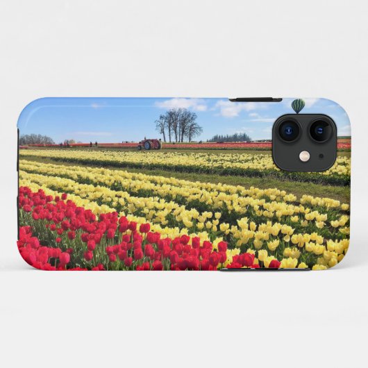 Rood en geel Tulpveld met luchtballon Case-Mate iPhone Case (Achterkant (horizontaal))