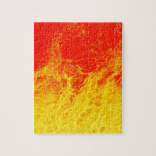 Rood en geel vuur branden legpuzzel