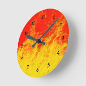 Rood en geel vuur branden ronde klok (Hoek)