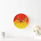 Rood en geel vuur branden ronde klok (Huis)