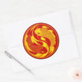 Rood en Geel Yin Yang Koi Vis Ronde Sticker (Envelop)
