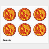 Rood en Geel Yin Yang Koi Vis Ronde Sticker (Vel)