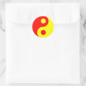 Rood en Geel Yin Yang Symbool Ronde Sticker (Tas)