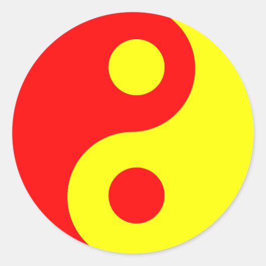 Rood en Geel Yin Yang Symbool Ronde Sticker (Voorkant)